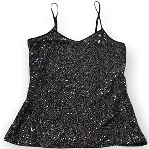 Express Sexy Black Metallic Sequin Tank Top